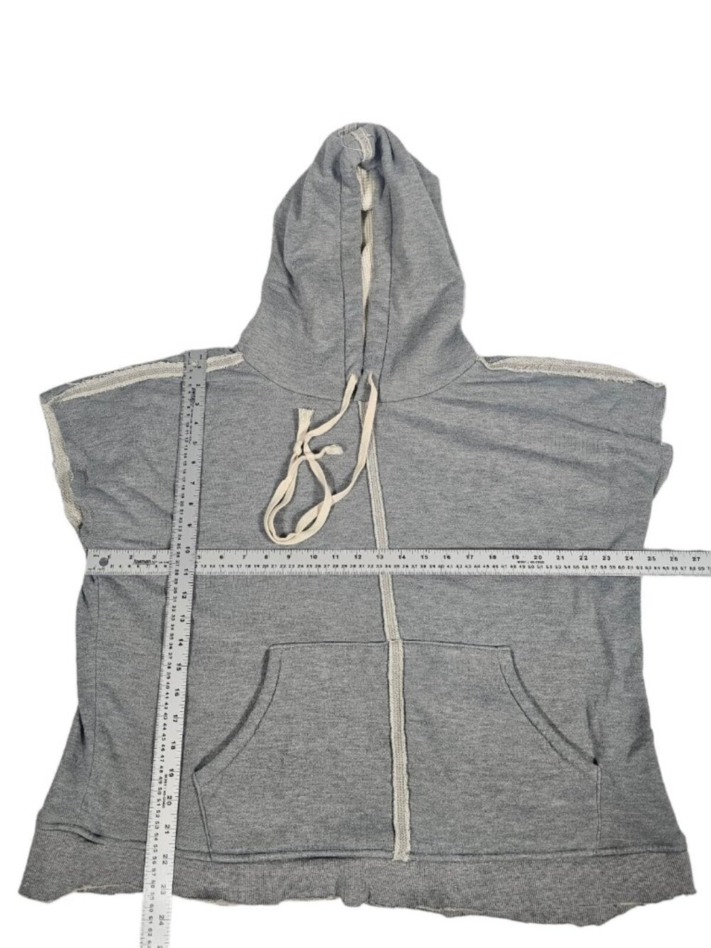 Greg Lauren Sleeveless Drop Hoodie Heather Grey Size 1